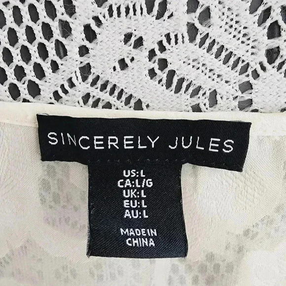 Sincerly Jules wrap textured balloon sleeve crop blouse L cream - Picture 5 of 7